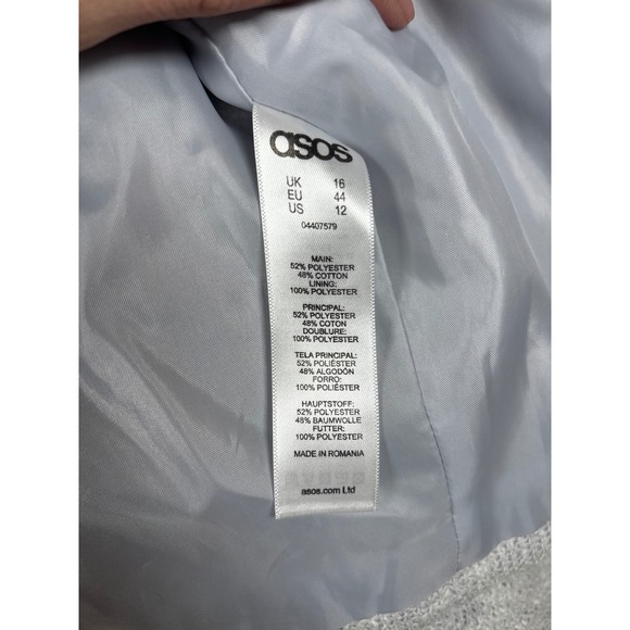 ASOS Womens 12 Textured Knit Cropped Blazer Jacket Cardigan Light Grey - Picture 5 of 9